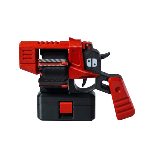 Player One Red JoyMag mechanical game cartridge launcher and tabletop gaming accessory.